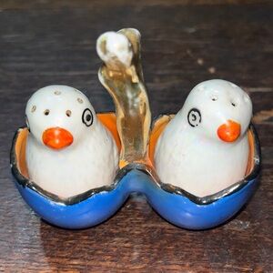 Vintage Japanese Bird in Eggs Salt and Pepper Shakers Ceramic
